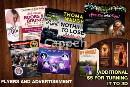 I will do a book covers, movie posters or flyers for you