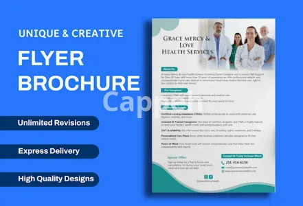 I will do medical, healthcare, clinic, hospice home care flyer or brochure