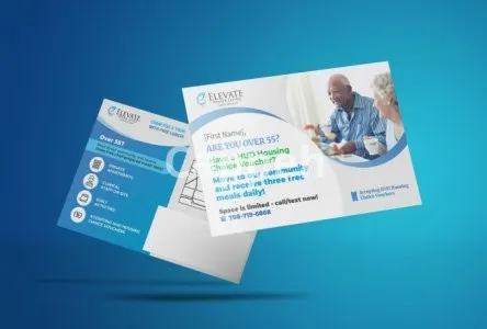 I will design a catchy postcard or direct mail in 24 hours