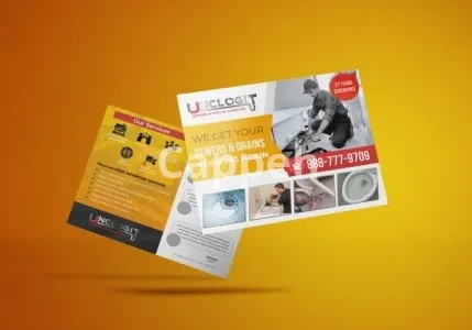 I will design a catchy postcard or direct mail in 24 hours