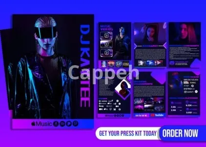 I will design epk, media kit, press kit, speaker kit, one sheet