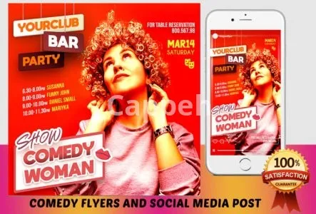 I will do comedy show, stand up comedy, comedy night flyers