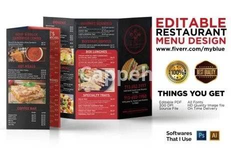 I will do editable restaurant menu design digital menus price list
