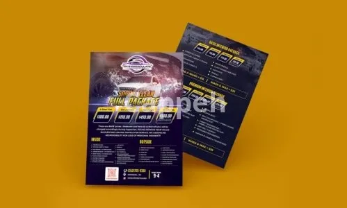I will do car wash menu, poster, price list, and detailing leaflet design