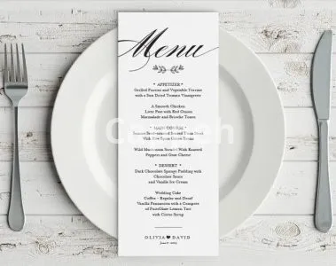 I will design wedding set menu, drinks menu, bar menu