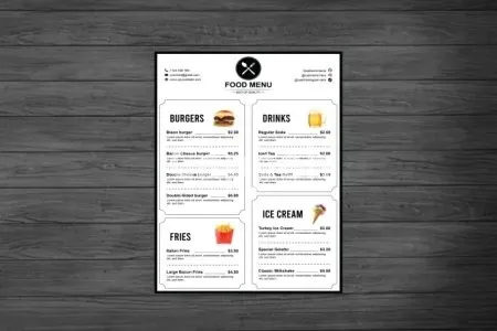 I will do restaurant food business card, menu, price list