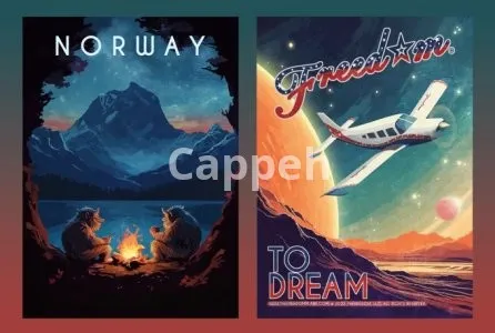 I will create a professional travel poster design in a vintage style