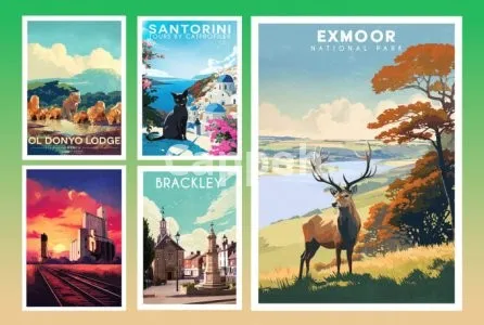 I will create a professional travel poster design in a vintage style