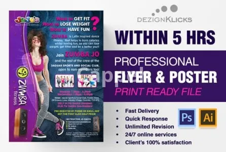 I will design professional flyer, poster, leaflet in 5 hours
