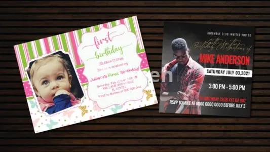 I will design greeting card, invitation card and party poster for birthdays