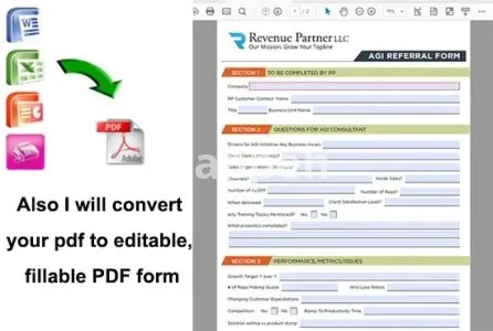 I will create fillable pdf form or create fillable pdf form from excel and word