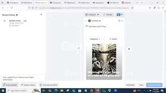 I will setup facebook,instagram shops and business pages with website integration