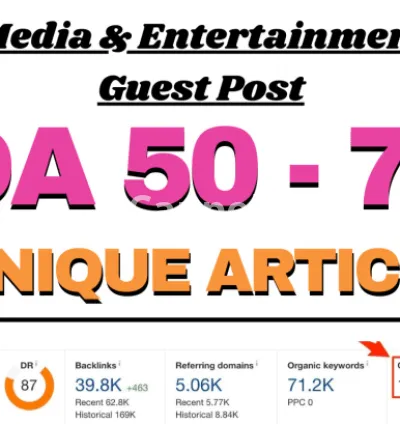 I will write and publish media and entertainment guest post on da70 blog