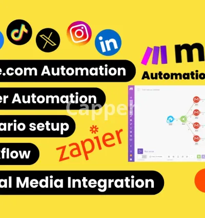 I will do make com automation, make com, api integration, zapier integration, made com