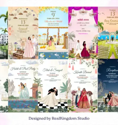 I will create a digital wedding invitation video caricature invite