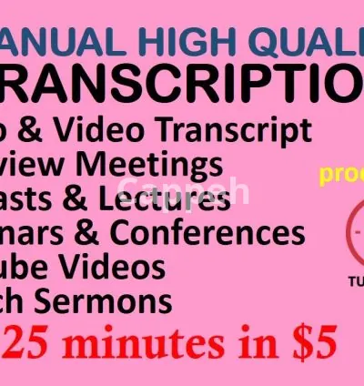 I will transcribe audio and video podcast youtube interview transcription