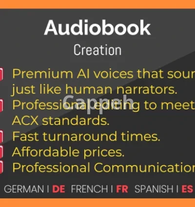 I will turn your book into an audiobook in en es de fr it