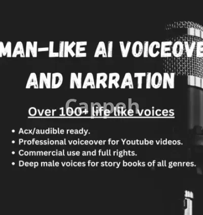 I will create human like ai voiceovers for your audiobooks and youtube