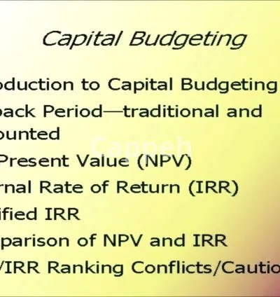 I will do capital budgeting, investment appraisal,payback period, arr, irr, npv and roi