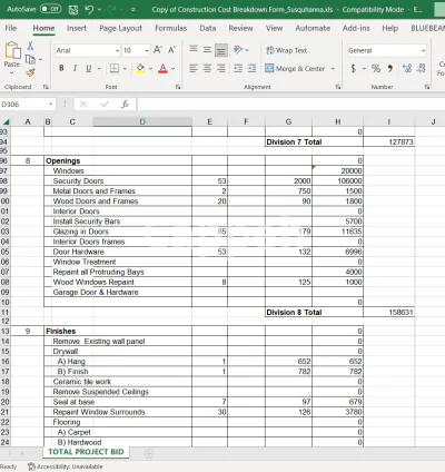 I will estimate cost, material, and labor for construction projects