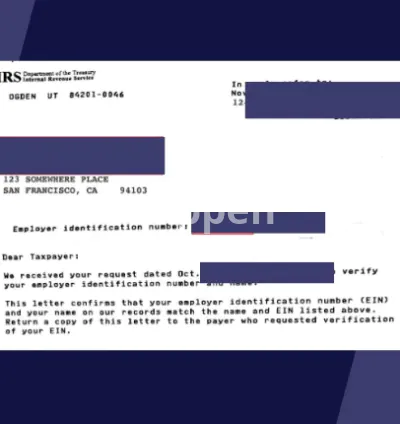 I will get your ein and 147 confirmation letter