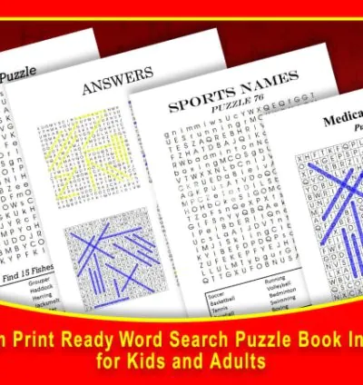 I will create custom word search puzzle book interiors with covers for kdp