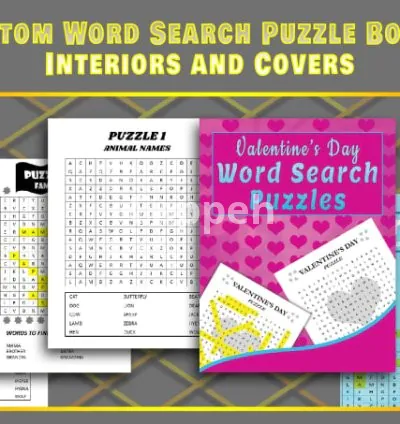 I will create custom word search puzzle book interiors with covers for kdp
