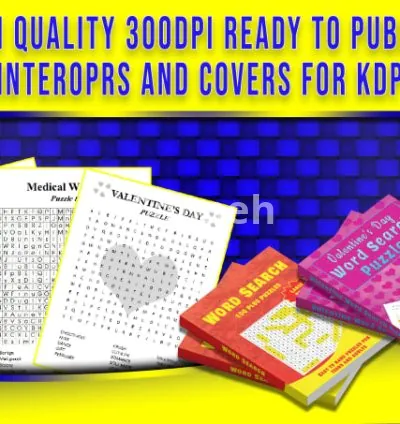 I will create custom word search puzzle book interiors with covers for kdp