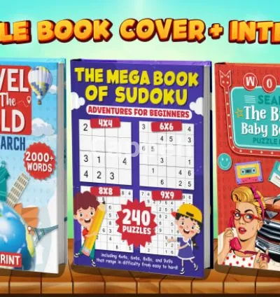 I will create puzzle books for amazon KDP sudoku, word search, crossword and more