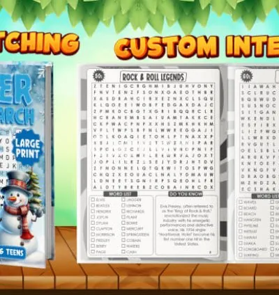 I will create puzzle books for amazon KDP sudoku, word search, crossword and more