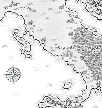 I will draw black and white fantasy maps for prints, books, rpg, dnd games